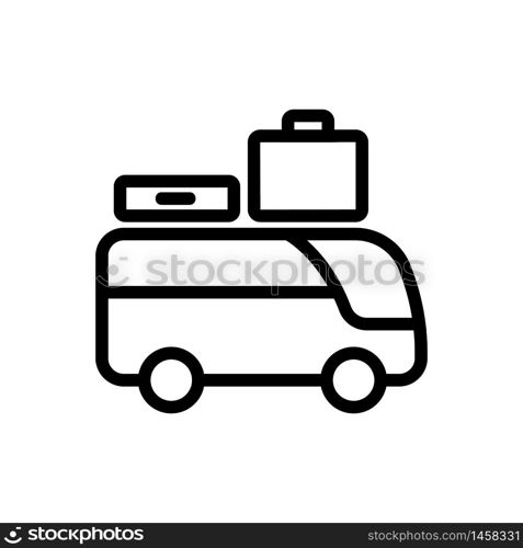 sightseeing bus with suitcases icon vector. sightseeing bus with suitcases sign. isolated contour symbol illustration. sightseeing bus with suitcases icon vector outline illustration