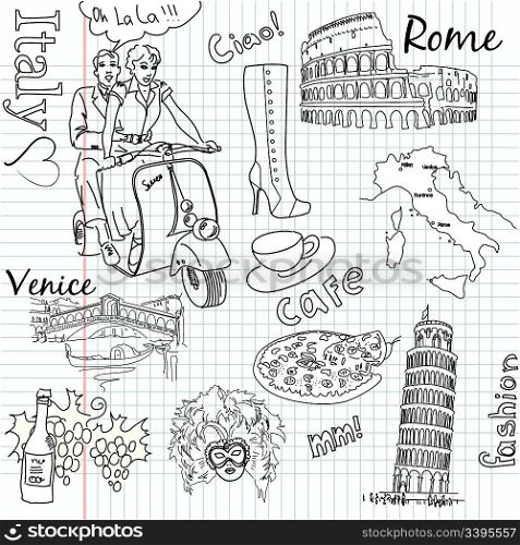 Sightseeing in Italy doodles