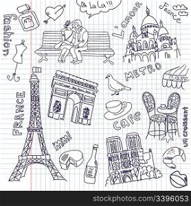 sightseeing in paris doodles