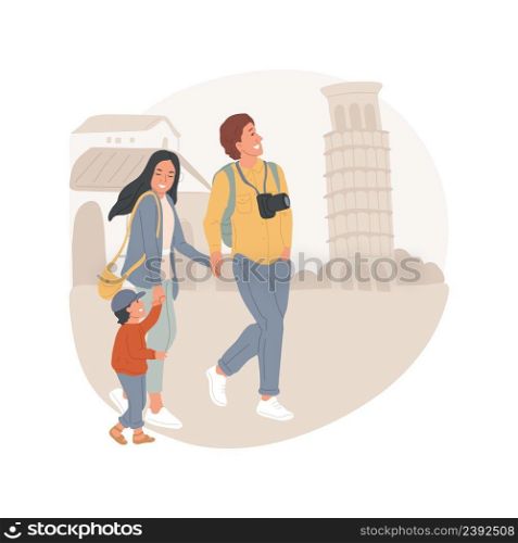 Sightseeing isolated cartoon vector illustration City tourism, family travel, taking pictures of sights, kids and parents sightseeing, historical monument, children looking up vector cartoon.. Sightseeing isolated cartoon vector illustration