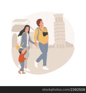 Sightseeing isolated cartoon vector illustration City tourism, family travel, taking pictures of sights, kids and parents sightseeing, historical monument, children looking up vector cartoon.. Sightseeing isolated cartoon vector illustration