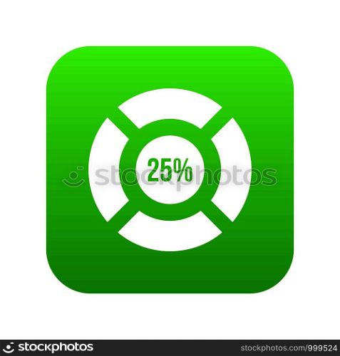 Sign 25 load icon digital green for any design isolated on white vector illustration. Sign 25 load icon digital green