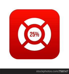Sign 25 load icon digital red for any design isolated on white vector illustration. Sign 25 load icon digital red