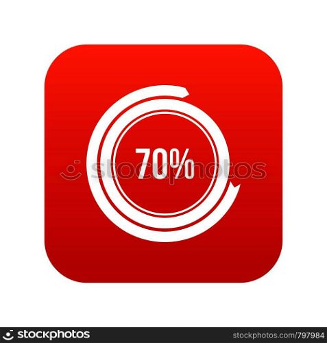 Sign 70 load icon digital red for any design isolated on white vector illustration. Sign 70 load icon digital red