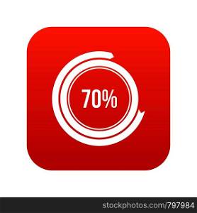 Sign 70 load icon digital red for any design isolated on white vector illustration. Sign 70 load icon digital red