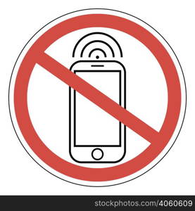 Sign ban prohibits mobile phone, smart phone, vector for print or website design, smart phone, vector for print or website design. Sign ban prohibits mobile phone