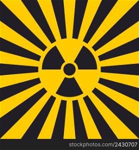 Sign dangerous Ionizing radiation pop art style, vector Ionizing radiation sign in yellow and black rays, glow, Hazard symbol background warning
