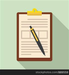 Sign document icon. Flat illustration of sign document vector icon for web design. Sign document icon, flat style