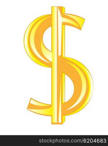 Sign dollar golden. Sign dollar from gild on white background is insulated