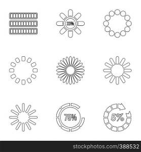 Sign download icons set. Outline illustration of 9 sign download vector icons for web. Sign download icons set, outline style