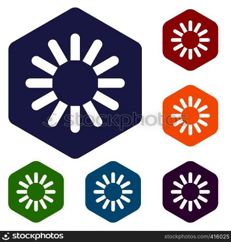 Sign download icons set rhombus in different colors isolated on white background. Sign download icons set
