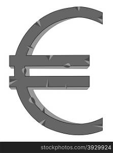 Sign euro from stone. Sign euro from stone on white background