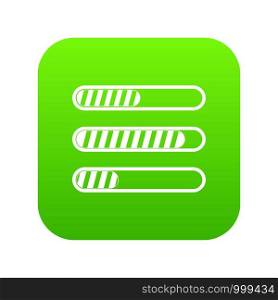 Sign horizontal columns load icon digital green for any design isolated on white vector illustration. Sign horizontal columns load icon digital green