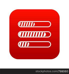 Sign horizontal columns load icon digital red for any design isolated on white vector illustration. Sign horizontal columns load icon digital red