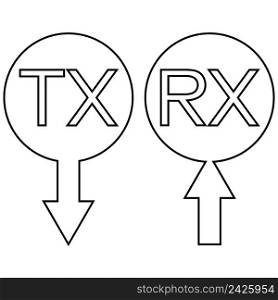 Sign icon tx rx transmission receiving data information, vector simple symbol tx rx with an arrow receiving transmitting digital and analog data
