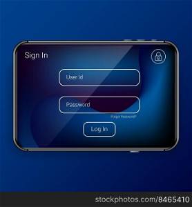 Sign in mobile application user interface digital realistic tablet phone