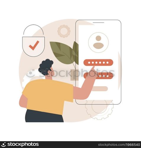 Sign in page abstract concept vector illustration. Enter application, mobile screen, user login form, website page interface, UI, new profile registration, email account abstract metaphor.. Sign in page abstract concept vector illustration.