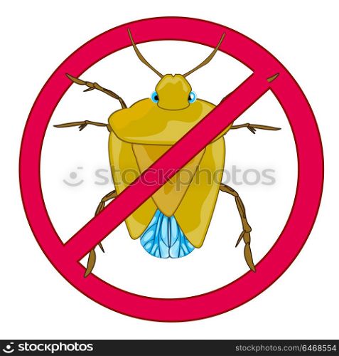 Sign insect bedbug prohibiting. Sign insect bedbug prohibiting on white background