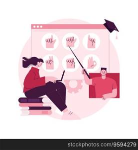 Sign language classes abstract concept vector illustration. Study sign language translation, voiceless basic communication, silent speech online classes, learn gesture alphabet abstract metaphor.. Sign language classes abstract concept vector illustration.