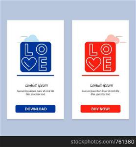 Sign, Love, Heart, Wedding Blue and Red Download and Buy Now web Widget Card Template