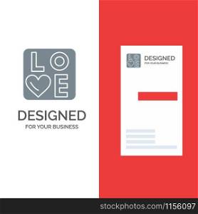 Sign, Love, Heart, Wedding Grey Logo Design and Business Card Template