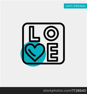 Sign, Love, Heart, Wedding turquoise highlight circle point Vector icon