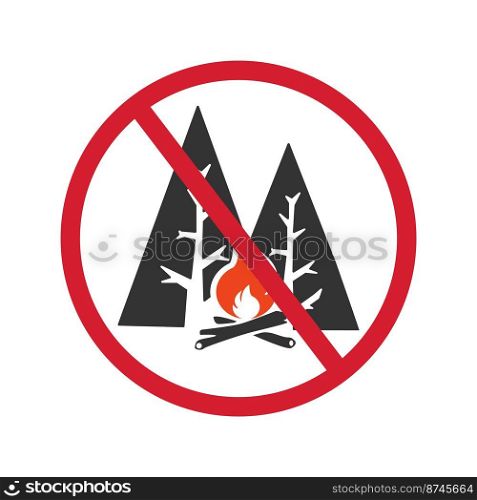 Sign no fire on white background, vector