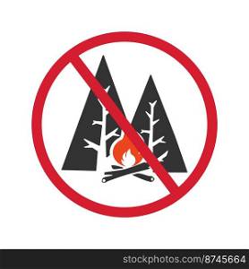 Sign no fire on white background, vector