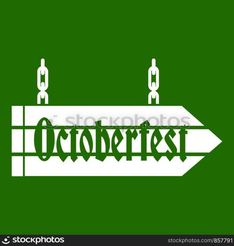 Sign octoberfest icon white isolated on green background. Vector illustration. Sign octoberfest icon green