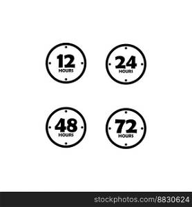 sign of 12, 24, 48 and 72 clock arrow hours logo vector icon illustration design