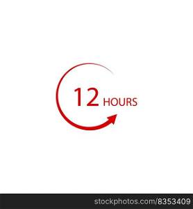 sign of 12 clock arrow hours logo vector icon illustration design