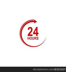 sign of 24 clock arrow hours logo vector icon illustration design