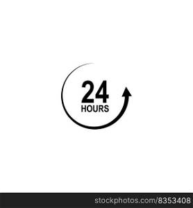sign of 24 clock arrow hours logo vector icon illustration design