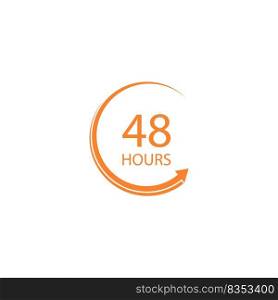 sign of 48 clock arrow hours logo vector icon illustration design