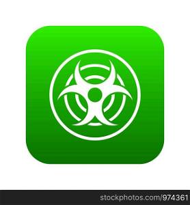 Sign of biological threat icon digital green for any design isolated on white vector illustration. Sign of biological threat icon digital green