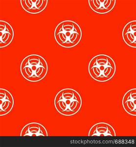 Sign of biological threat pattern repeat seamless in orange color for any design. Vector geometric illustration. Sign of biological threat pattern seamless