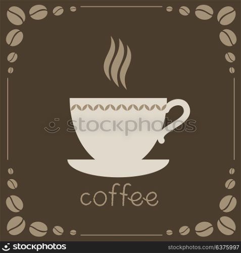 Sign of coffee on brown background. Eps 10
