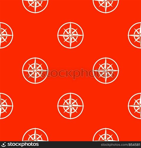 Sign of compass to determine cardinal directions pattern repeat seamless in orange color for any design. Vector geometric illustration. Sign of compass to determine cardinal directions