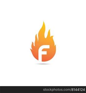 sign of letter f with flame logo vector icon illustration design 