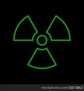 Sign of radiation neon sign. Bright glowing symbol on a black background. Neon style icon.