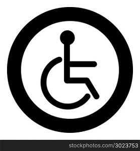 Sign of the disabled the black color icon in circle or round vector illustration