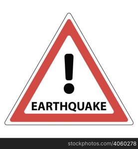 sign of the earthquake, the red triangle exclamation mark and the text earthquake, vector. sign earthquake triangle