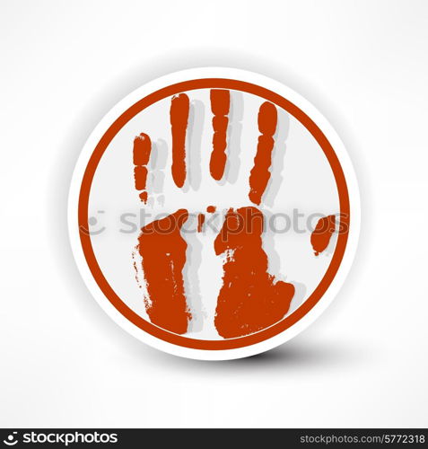 sign of the hand palm in red on a white background.