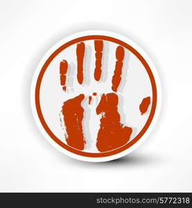 sign of the hand palm in red on a white background.