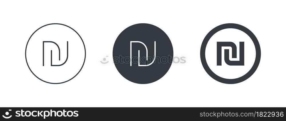 Sign of the Israeli shekel. The sign of the Israeli currency. Money symbols of the world. Vector illustration