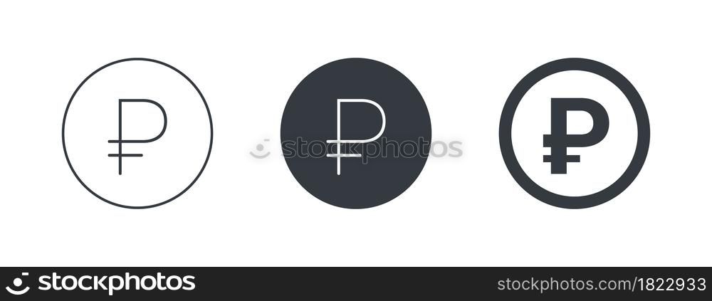 Sign of the Russian ruble. Symbol of Russian currency. Money symbols of the world. Vector illustration