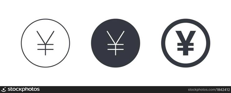 Sign of the yen and the yuan. Sign of the Japanese or Chinese currency. Money symbols of the world. Vector illustration