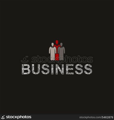 Sign on three businessmen. A vector illustration