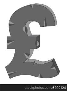Sign pound sterling from stone. Sign pound sterling from stone on white background