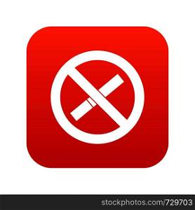 Sign prohibiting smoking icon digital red for any design isolated on white vector illustration. Sign prohibiting smoking icon digital red